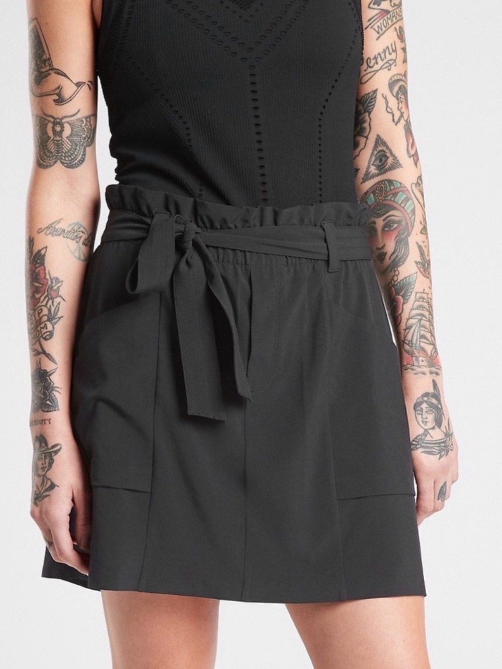 Athleta Skyline Skort Skirt Black With Attached Shorts 14 TALL